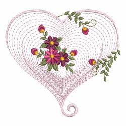 Rippled Floral Hearts 2 12(Lg) machine embroidery designs