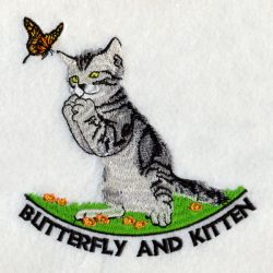 Butterfly And Kitten(Lg) machine embroidery designs