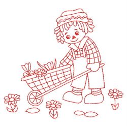 Redwork Country Ragdolls 07(Lg) machine embroidery designs