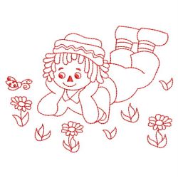 Redwork Country Ragdolls 08(Lg) machine embroidery designs