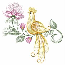 Rippled Floral Birds 01(Md) machine embroidery designs