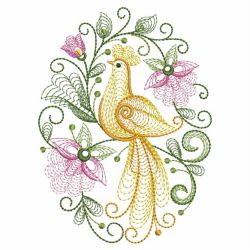 Rippled Floral Birds 02(Md) machine embroidery designs