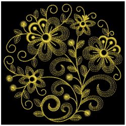 Golden Rippled Flowers 07(Md) machine embroidery designs