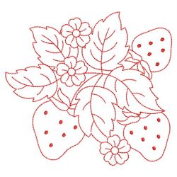 Redwork Yummy Strawberries 09(Lg) machine embroidery designs