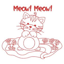 Redwork Garden Kitty(Sm) machine embroidery designs