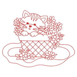 Redwork Garden Kitty 02(Md) machine embroidery designs