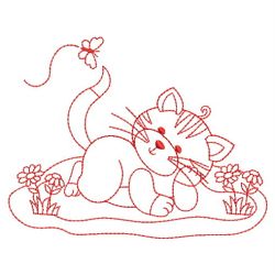 Redwork Garden Kitty 03(Lg) machine embroidery designs