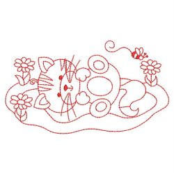 Redwork Garden Kitty 05(Sm) machine embroidery designs