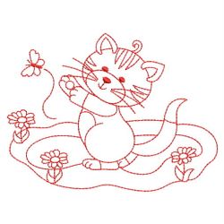 Redwork Garden Kitty 06(Sm) machine embroidery designs