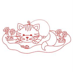 Redwork Garden Kitty 09(Md) machine embroidery designs