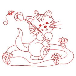 Redwork Garden Kitty 10(Lg) machine embroidery designs