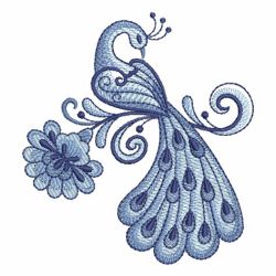 Blue Jacobean Peacocks 01(Md) machine embroidery designs