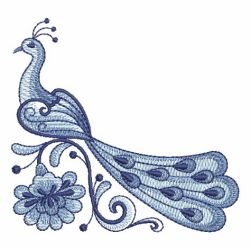 Blue Jacobean Peacocks 02(Md) machine embroidery designs