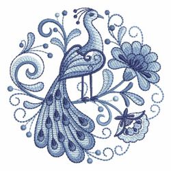 Blue Jacobean Peacocks 05(Sm) machine embroidery designs
