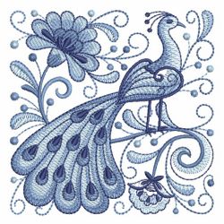Blue Jacobean Peacocks 06(Md) machine embroidery designs