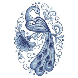 Blue Jacobean Peacocks 07(Md) machine embroidery designs