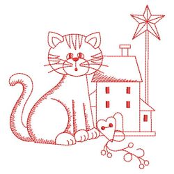 Redwork Lazy Kitten 01(Lg) machine embroidery designs