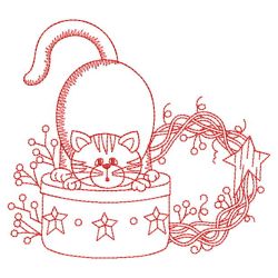 Redwork Lazy Kitten 02(Md) machine embroidery designs