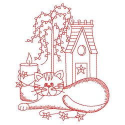 Redwork Lazy Kitten 03(Lg)