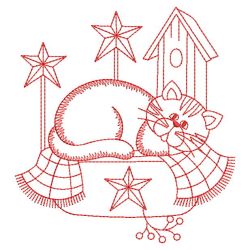 Redwork Lazy Kitten 04(Sm) machine embroidery designs