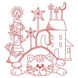 Redwork Lazy Kitten 05(Lg) machine embroidery designs