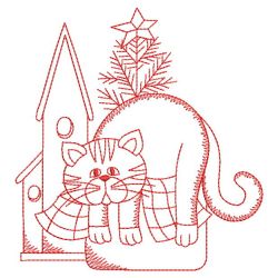 Redwork Lazy Kitten 06(Sm) machine embroidery designs