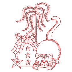 Redwork Lazy Kitten 08(Lg) machine embroidery designs