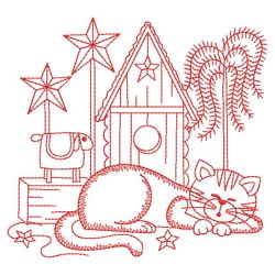 Redwork Lazy Kitten 10(Md)