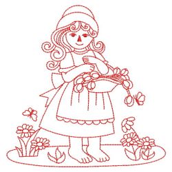 Redwork Country Girls 01(Sm) machine embroidery designs