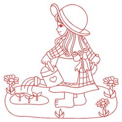 Redwork Country Girls 02(Sm) machine embroidery designs