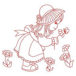 Redwork Country Girls 03(Md) machine embroidery designs