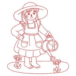 Redwork Country Girls 04(Lg) machine embroidery designs