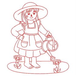 Redwork Country Girls 04(Sm) machine embroidery designs