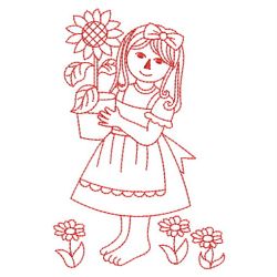Redwork Country Girls 06(Lg) machine embroidery designs