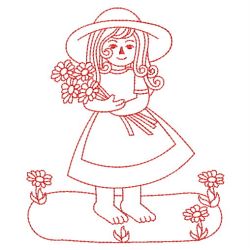Redwork Country Girls 07(Lg) machine embroidery designs