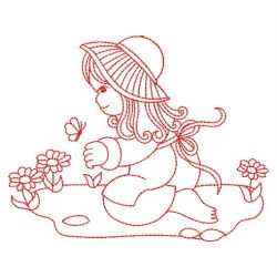 Redwork Country Girls 08(Sm) machine embroidery designs