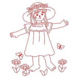 Redwork Country Girls 09(Lg) machine embroidery designs