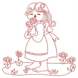 Redwork Country Girls 10(Lg) machine embroidery designs