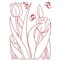 Redwork Tulips 08(Sm)