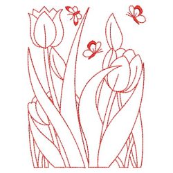 Redwork Tulips 08(Sm) machine embroidery designs