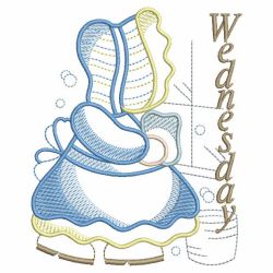 Sunbonnet Days of the Week 03(Lg) machine embroidery designs