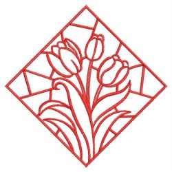 Redwork Stained Glass Blooms 01(Sm) machine embroidery designs