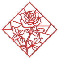 Redwork Stained Glass Blooms 03(Md) machine embroidery designs