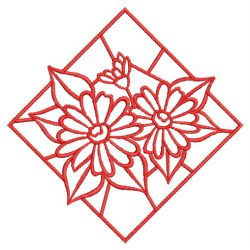 Redwork Stained Glass Blooms 05(Sm) machine embroidery designs