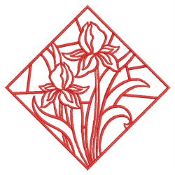 Redwork Stained Glass Blooms 06(Sm) machine embroidery designs