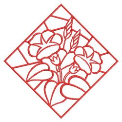 Redwork Stained Glass Blooms 07(Lg) machine embroidery designs