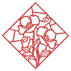 Redwork Stained Glass Blooms 08(Md) machine embroidery designs