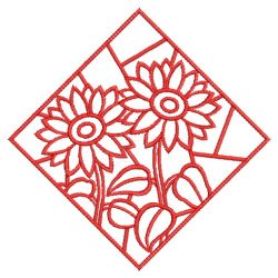 Redwork Stained Glass Blooms 09(Md) machine embroidery designs