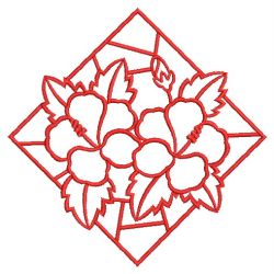 Redwork Stained Glass Blooms 10(Lg) machine embroidery designs