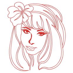 Redwork Pretty Woman 07(Sm) machine embroidery designs